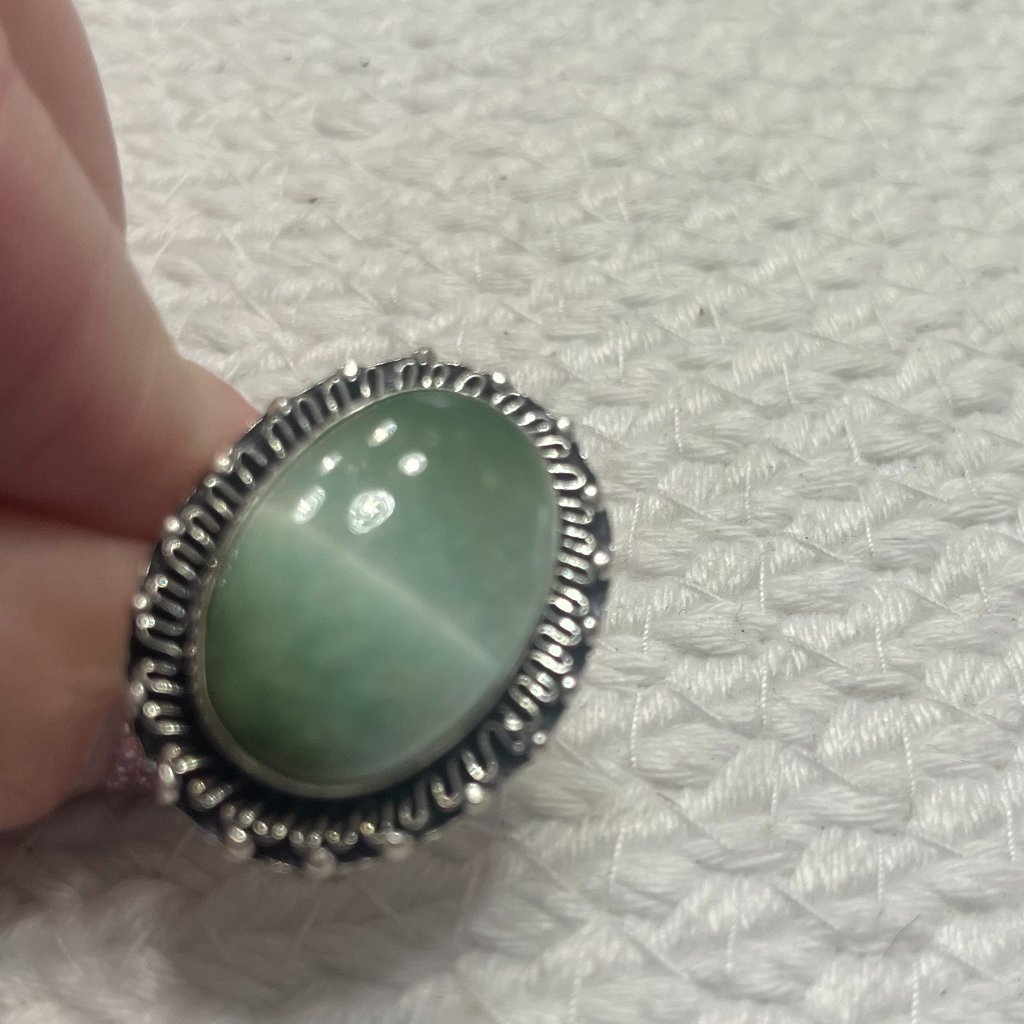 Beautiful Hemimorphite Larimar Handmade Sterling 925 Ring Size 7.75 #206e